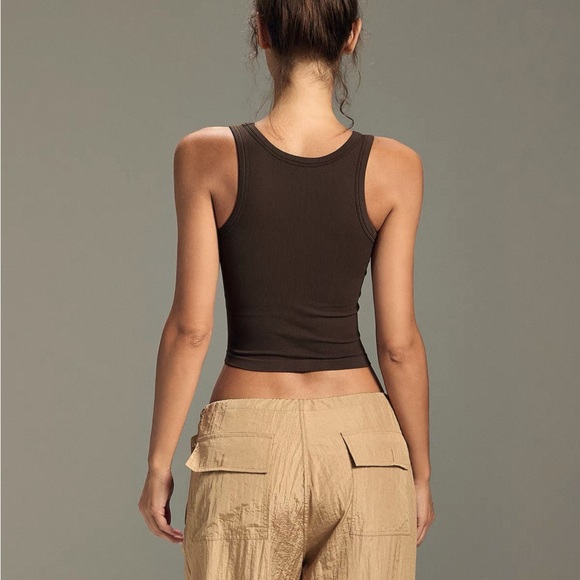 Brown Ribbed Tank Top - Picture 2 of 3